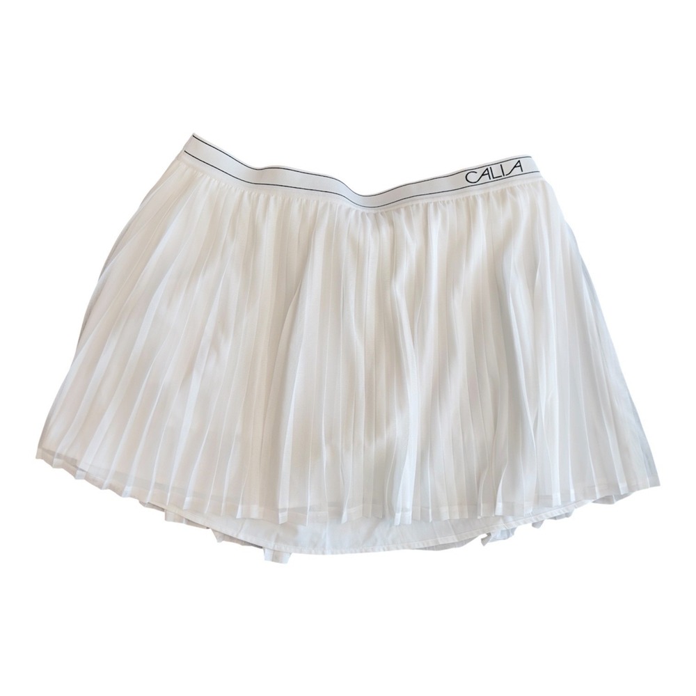 CALIA Women Pleated Mesh Skort Pure White High-Rise Court Collection XXL